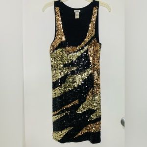 Metallic Sequin Tank Mini Dress Size L